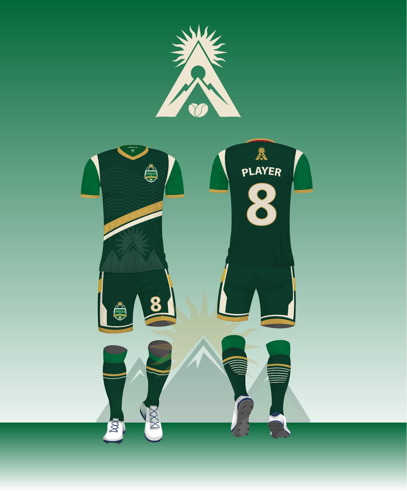 Diseño Cafetal de Apollo FC: uniforme de frente y de espalda